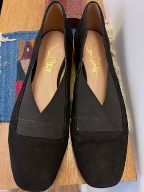 Joan Oloff "Lucky"  Black Sz 7.5 Suede Leather Ballet Flats NWOT